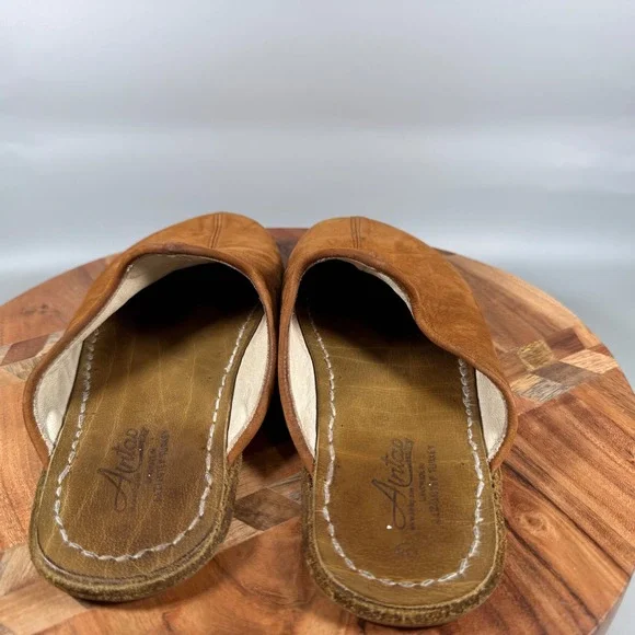 Aintap Handmade Turkish Yemeni Leather Suede Mules Brown Slippers Womens 38 8 - Picture 4 of 6